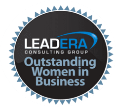 Outstanding women in business badge.